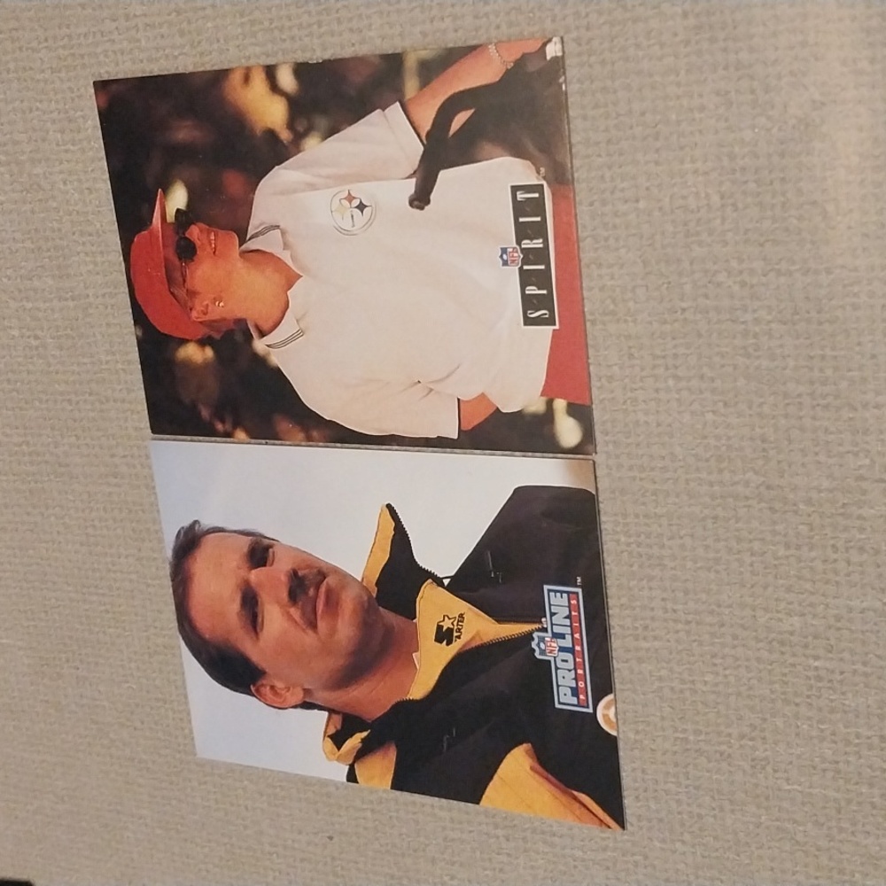 1992 Pro Line NFL Bill And Kaye Cowher Rookie Cards Pittsburgh Steelers Coach